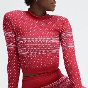 fabletics holly seamless long sleeve cardinal XL NWT